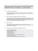 Ethical Assessment Practices QUESTIONS AND ANSWERS 100% VERIFIED A+ GUARANTEED