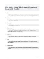 Why Study History?  & Policies and Procedures Study Guide Rated A+