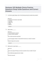 Business 205 Multiple Choice Practice Questions Study Guide Questions and Correct Answers