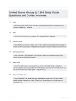 United States History to 1865 Study Guide Questions and Correct Answers