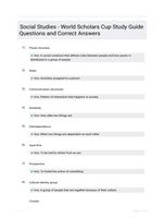 Social Studies - World Scholars Cup Study Guide Questions and Correct Answers