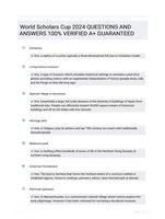 World Scholars Cup 2024 QUESTIONS AND ANSWERS 100% VERIFIED A+ GUARANTEED