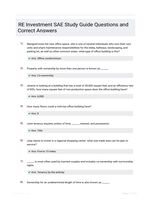 RE Investment SAE Study Guide Questions and Correct Answers