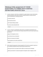 Medsurg CAQs assignment #1 EXAM QUESTIONS (75 TERMS) WITH VERIFIED DEFINITIONS UPDATED 2024