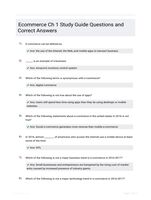 Ecommerce Ch 1 Study Guide Questions and Correct Answers