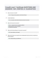 Crossfit Level 1 Certificate QUESTIONS AND ANSWERS 100% VERIFIED A+ GUARANTEED