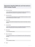 Elementary Reading Methods and Interventions - C909 Already Passed