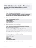 WGU-C909: Elementary Reading Methods and Interventions |85 Questions| With Correct Answers.