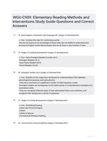 WGU-C909: Elementary Reading Methods and Interventions Study Guide Questions and Correct Answers