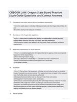 OREGON LAW: Oregon State Board Practice Study Guide Questions and Correct Answers