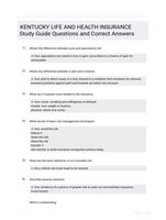 KENTUCKY LIFE AND HEALTH INSURANCE Study Guide Questions and Correct Answers