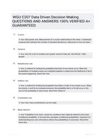 WGU C207 Data Driven Decision Making QUESTIONS AND ANSWERS 100% VERIFIED A+ GUARANTEED