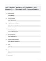 (1) Questions with Matching Answers (Self-Phrases) |16 Questions| With Correct Answers.