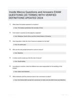 Inside Mecca Questions and Answers EXAM QUESTIONS (20 TERMS) WITH VERIFIED DEFINITIONS UPDATED 2024