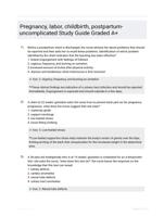 Pregnancy, labor, childbirth, postpartum- uncomplicated Study Guide Graded A+