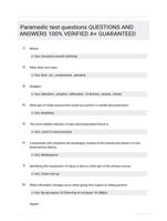 Paramedic test questions QUESTIONS AND ANSWERS 100% VERIFIED A+ GUARANTEED