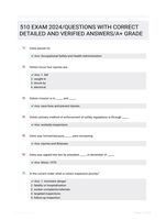 510 EXAM 2024/QUESTIONS WITH CORRECT DETAILED AND VERIFIED ANSWERS/A+ GRADE