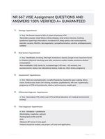 NR 667 VISE Assignment QUESTIONS AND ANSWERS 100% VERIFIED A+ GUARANTEED