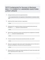 D072 Fundamental for Success in Business WGU 172 CORRECTLY ANSWERED QUESTIONS LATEST UPDATE