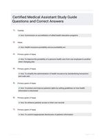 Certified Medical Assistant Study Guide Questions and Correct Answers