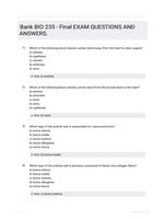 Bank BIO 235 - Final EXAM QUESTIONS AND ANSWERS.