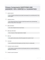 Fitness Components QUESTIONS AND ANSWERS 100% VERIFIED A+ GUARANTEED