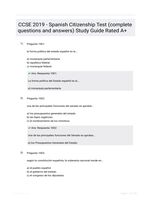 CCSE 2019 - Spanish Citizenship Test (complete questions and answers) Study Guide Rated A+