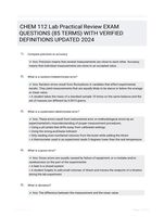 CHEM 112 Lab Practical Review QUESTIONS AND ANSWERS 100% VERIFIED A+ GUARANTEED