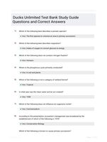 Ducks Unlimited Test Bank Study Guide Questions and Correct Answers