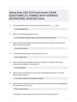 Spine final, LRA 223 Final review EXAM QUESTIONS (72 TERMS) WITH VERIFIED DEFINITIONS UPDATED 2024