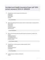 Accident and Health Insurance Exam  (all 100% correct answers) 2024 A+ GRADED