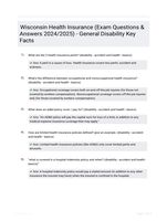 Wisconsin Health Insurance (Exam Questions & Answers 2024/2025) - General Disability Key Facts