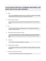 Final EXAM PORTAGE LEARNING  MICROBIO 200 BIOD QUESTION AND  ANSWER