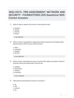 WGU D315 - PRE-ASSESSMENT: NETWORK AND SECURITY - FOUNDATIONS |205 Questions| With Correct Answers.