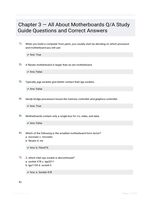 Chapter 3 — All About Motherboards Q/A Study Guide Questions and Correct Answers