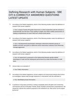 Defining Research with Human Subjects - SBE CITI 6 CORRECTLY ANSWERED QUESTIONS LATEST UPDATE