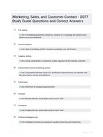 Marketing, Sales, and Customer Contact - D077 Study Guide Questions and Correct Answers