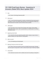 CS 1200 Final Exam Review - Questions & Answers (Rated 98%) Best Update 2024