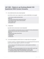 AIC 300 - Claims in an Evolving World |105 Questions| With Correct Answers.