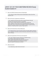 APHY 101 IVY TECH MIDTERM REVIEW Study Guide Graded A+