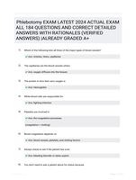 Phlebotomy EXAM LATEST 2024 ACTUAL EXAM ALL 184 QUESTIONS AND CORRECT DETAILED ANSWERS WITH RATIONALES (VERIFIED ANSWERS) |ALREADY GRADED A+