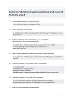 board certification Exam Questions and Correct Answers 2024