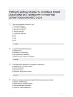 Pathophysiology Chapter 5- Test Bank EXAM QUESTIONS (42 TERMS) WITH VERIFIED DEFINITIONS UPDATED 2024