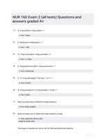 NUR 160 Exam 2 (all  tests) Questions and  answers graded A+