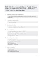 FMS 200 Film History Midterm - Part 2 - Arizona State University 24 CORRECTLY ANSWERED QUESTIONS LATEST UPDATE