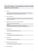 POS 301 EXAM 2 THE ARIZONA CONSTITUTION Questions and Answers