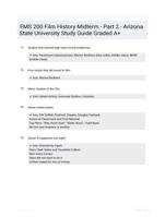 FMS 200 Film History Midterm - Part 2 - Arizona State University Study Guide Graded A+