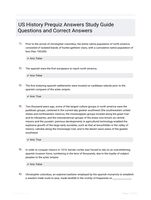 US History Prequiz Answers Study Guide Questions and Correct Answers