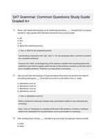 SAT Grammar: Common Questions Study Guide Graded A+