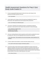 Health Assessment Questions for Prep U Quiz Study Guide Graded A+